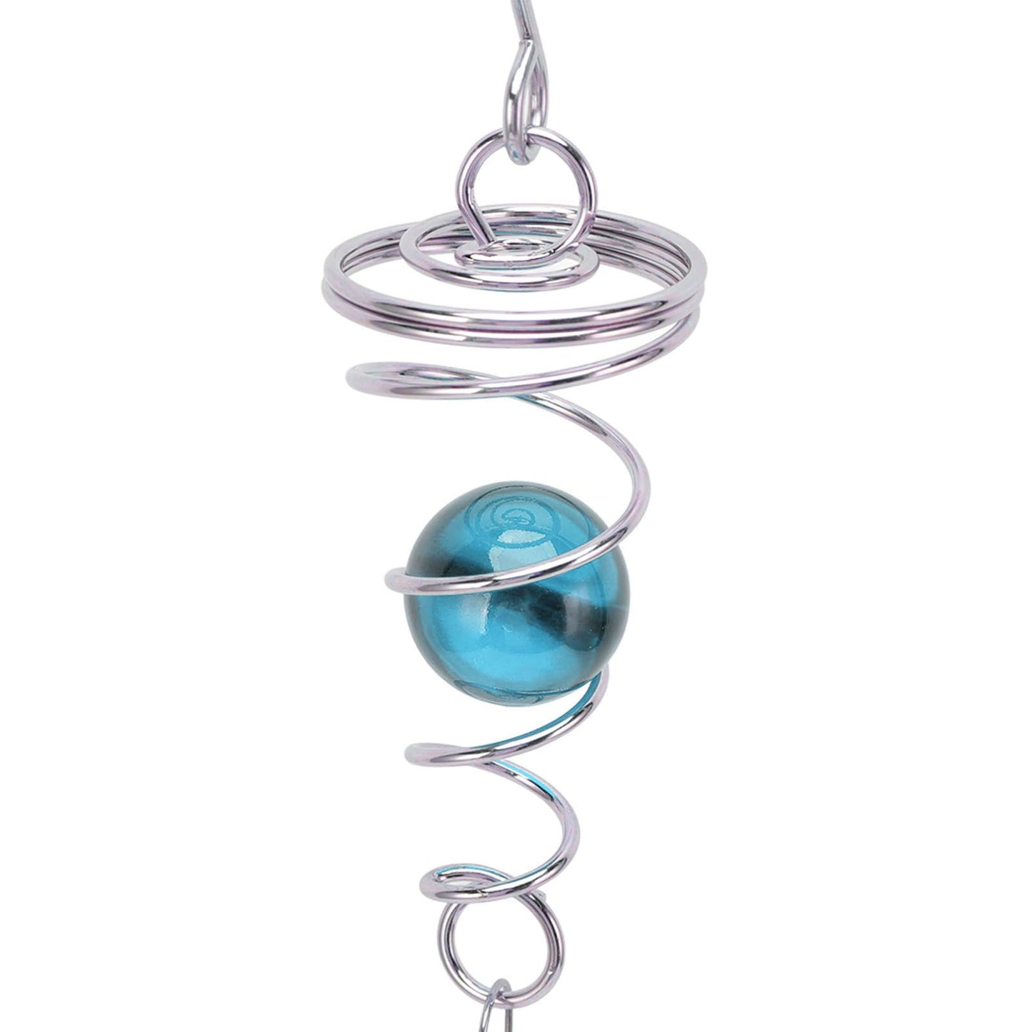 2Pcs Gazing Ball Spiral Tail Wind Spinner Stabilizer Stainless Steel Spiral Wind Chimes for Outside Lake Blue V1294-YM3111220255515-0421