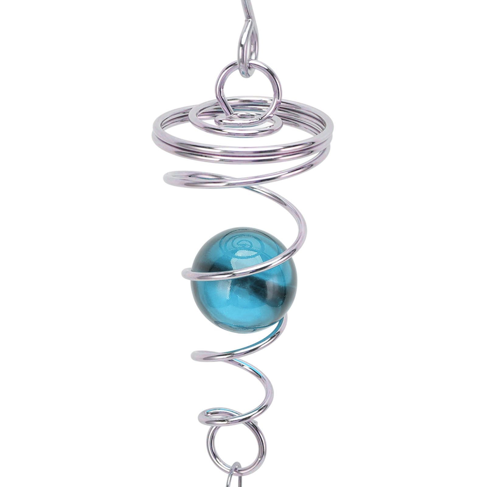 2Pcs Gazing Ball Spiral Tail Wind Spinner Stabilizer Stainless Steel Spiral Wind Chimes for Outside Lake Blue V1294-YM3111220255515-0421
