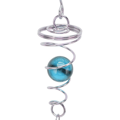 2Pcs Gazing Ball Spiral Tail Wind Spinner Stabilizer Stainless Steel Spiral Wind Chimes for Outside Lake Blue V1294-YM3111220255515-0421