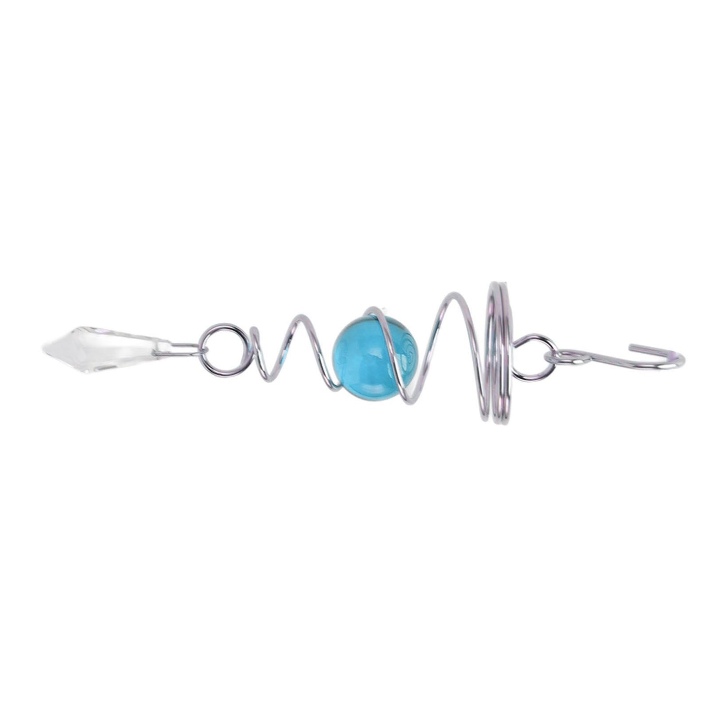 2Pcs Gazing Ball Spiral Tail Wind Spinner Stabilizer Stainless Steel Spiral Wind Chimes for Outside Lake Blue V1294-YM3111220255515-0421