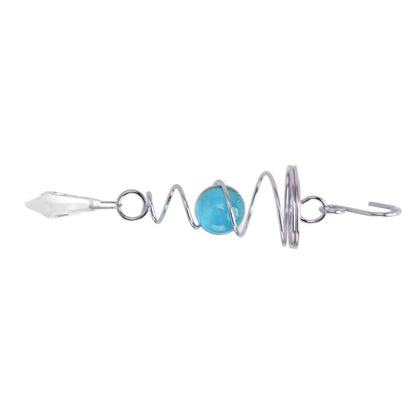 2Pcs Gazing Ball Spiral Tail Wind Spinner Stabilizer Stainless Steel Spiral Wind Chimes for Outside Lake Blue V1294-YM3111220255515-0421