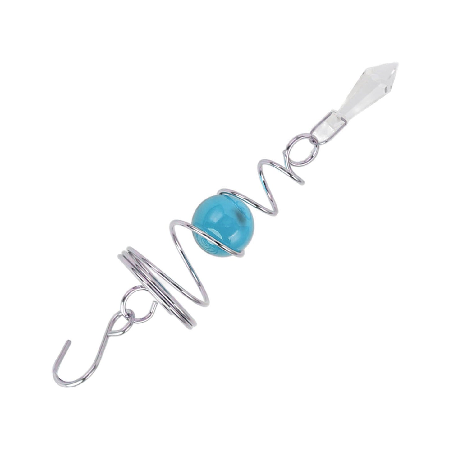2Pcs Gazing Ball Spiral Tail Wind Spinner Stabilizer Stainless Steel Spiral Wind Chimes for Outside Lake Blue V1294-YM3111220255515-0421