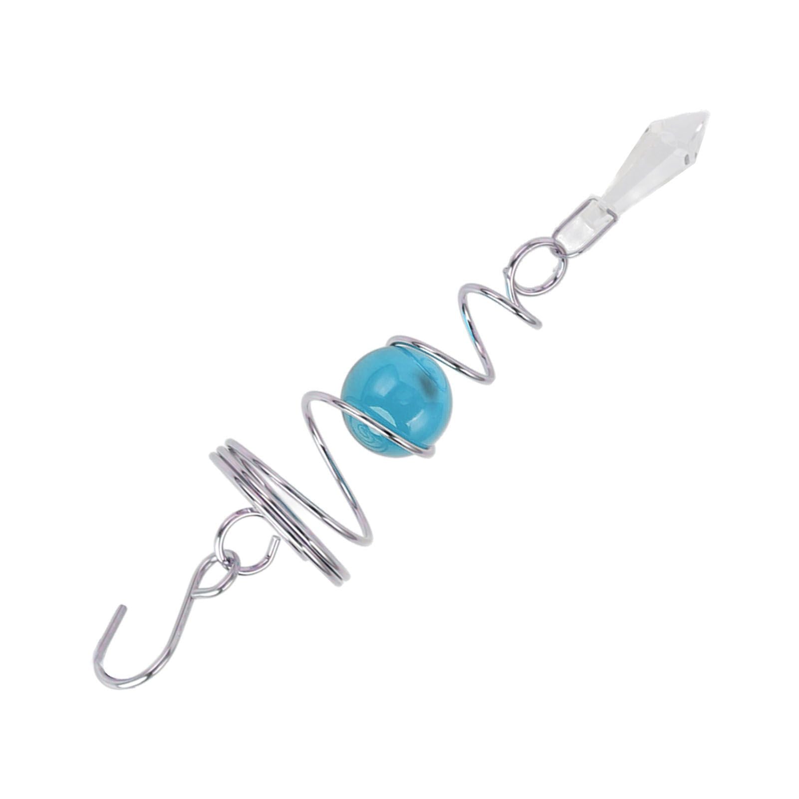 2Pcs Gazing Ball Spiral Tail Wind Spinner Stabilizer Stainless Steel Spiral Wind Chimes for Outside Lake Blue V1294-YM3111220255515-0421
