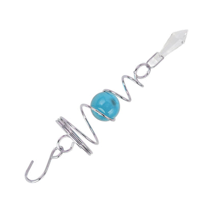 2Pcs Gazing Ball Spiral Tail Wind Spinner Stabilizer Stainless Steel Spiral Wind Chimes for Outside Lake Blue V1294-YM3111220255515-0421