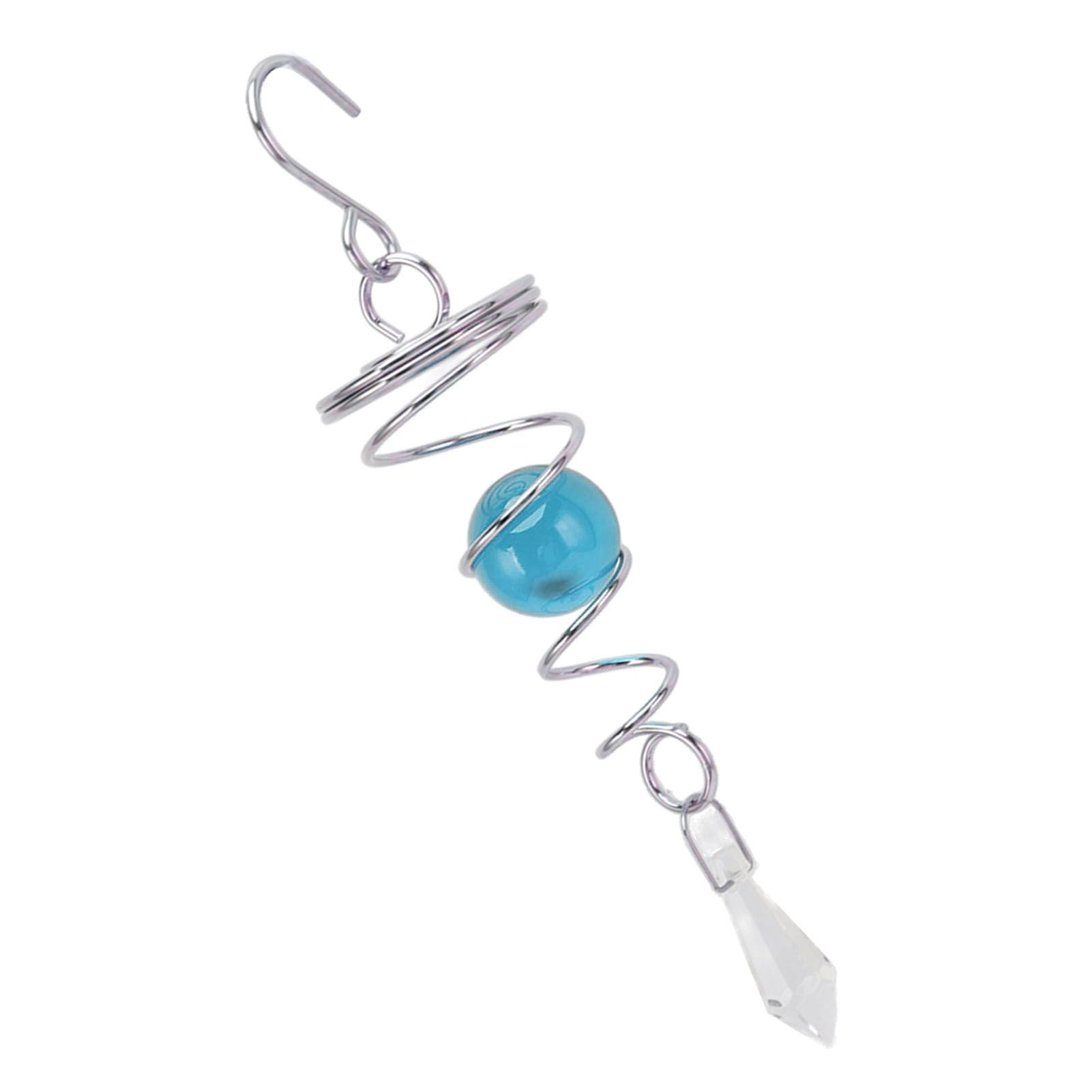 2Pcs Gazing Ball Spiral Tail Wind Spinner Stabilizer Stainless Steel Spiral Wind Chimes for Outside Lake Blue V1294-YM3111220255515-0421