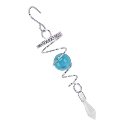 2Pcs Gazing Ball Spiral Tail Wind Spinner Stabilizer Stainless Steel Spiral Wind Chimes for Outside Lake Blue V1294-YM3111220255515-0421