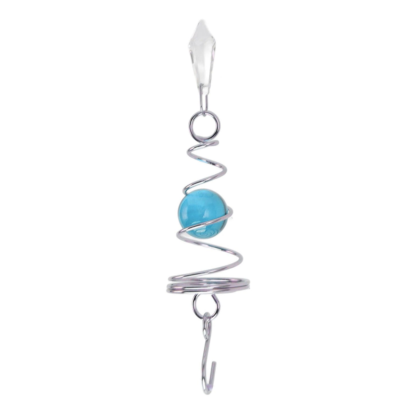 2Pcs Gazing Ball Spiral Tail Wind Spinner Stabilizer Stainless Steel Spiral Wind Chimes for Outside Lake Blue V1294-YM3111220255515-0421