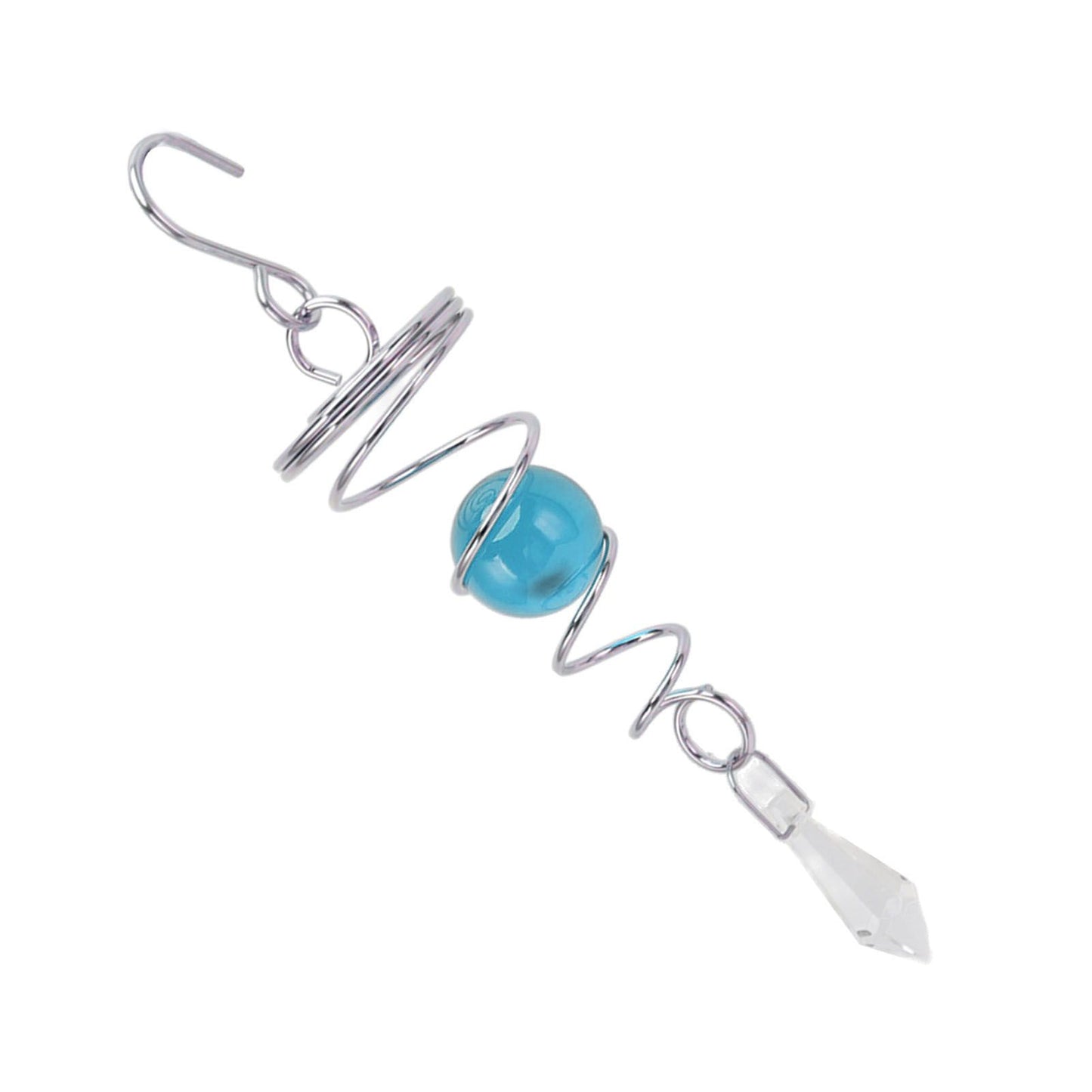 2Pcs Gazing Ball Spiral Tail Wind Spinner Stabilizer Stainless Steel Spiral Wind Chimes for Outside Lake Blue V1294-YM3111220255515-0421