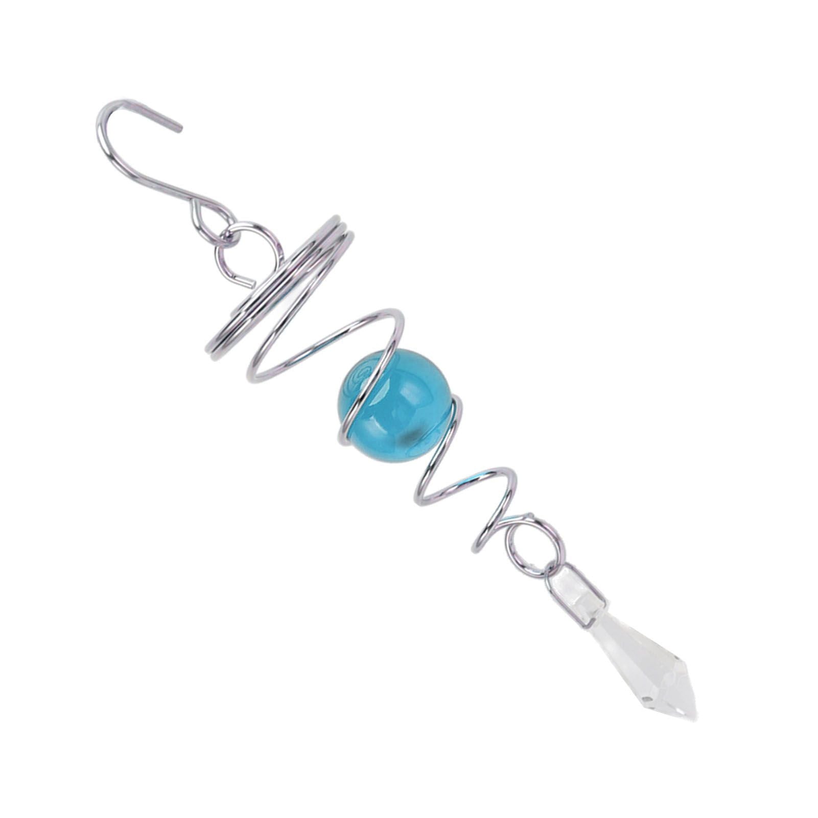 2Pcs Gazing Ball Spiral Tail Wind Spinner Stabilizer Stainless Steel Spiral Wind Chimes for Outside Lake Blue V1294-YM3111220255515-0421