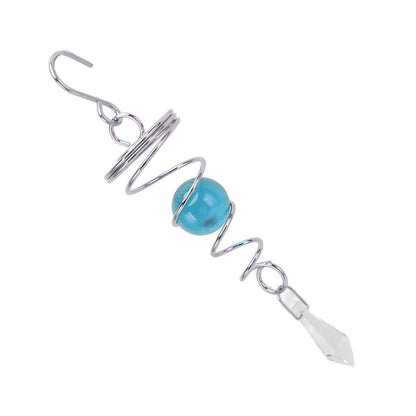 2Pcs Gazing Ball Spiral Tail Wind Spinner Stabilizer Stainless Steel Spiral Wind Chimes for Outside Lake Blue V1294-YM3111220255515-0421