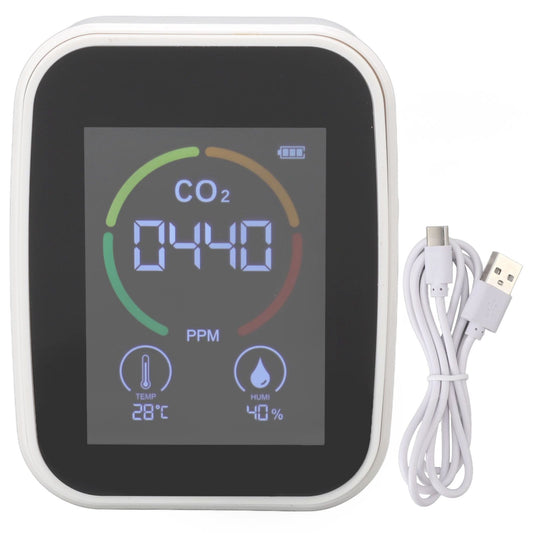 Indoor Air Quality Monitor Co2 Carbon Dioxide Detector TVOC Air Temperature Humidity Quality Detector White V1294-YM3111220256611-0421