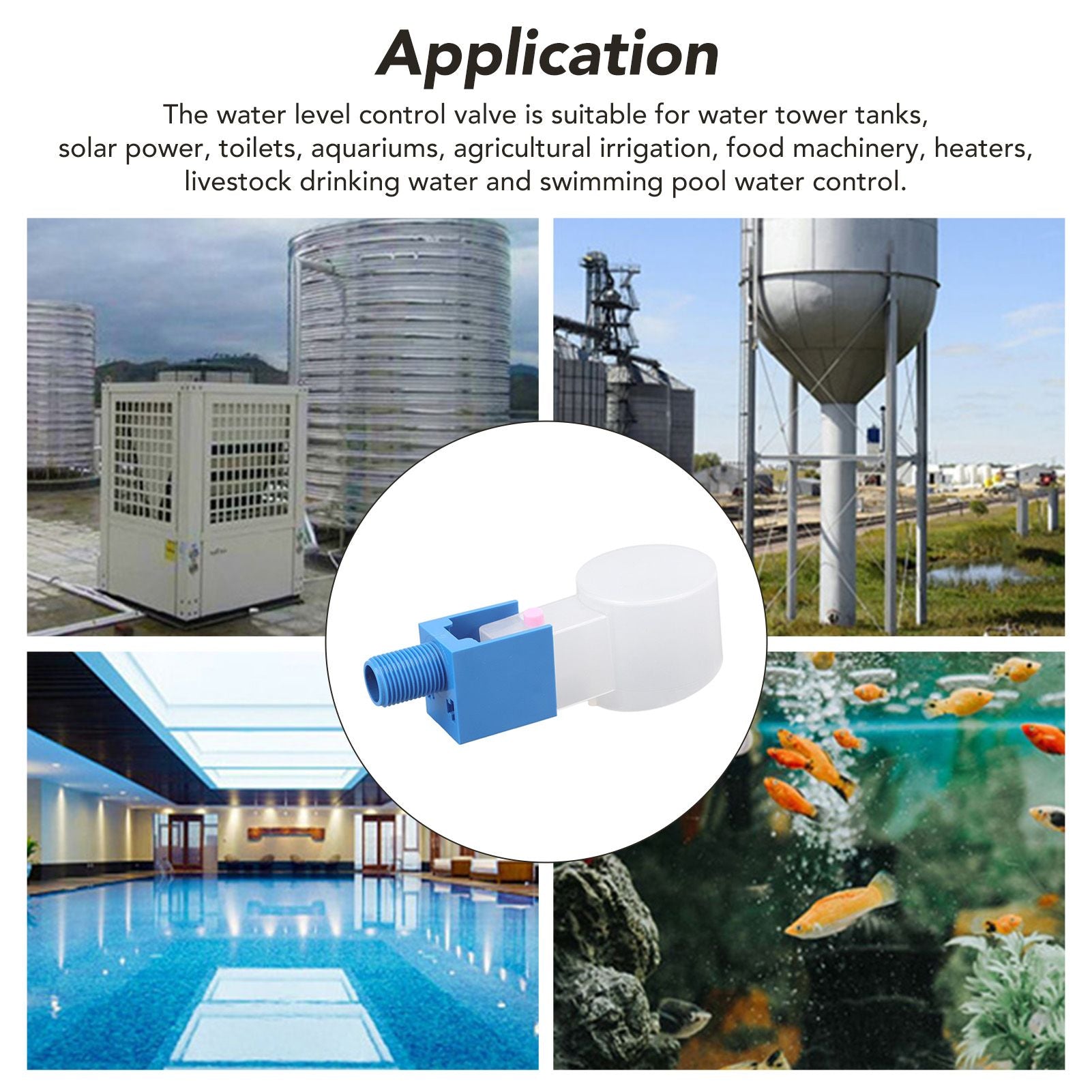 Water Level Control Valve ABS External Thread G1/2 Automatic Water Float Control for Water Tank Top Water V1294-YM3111220258011-0421