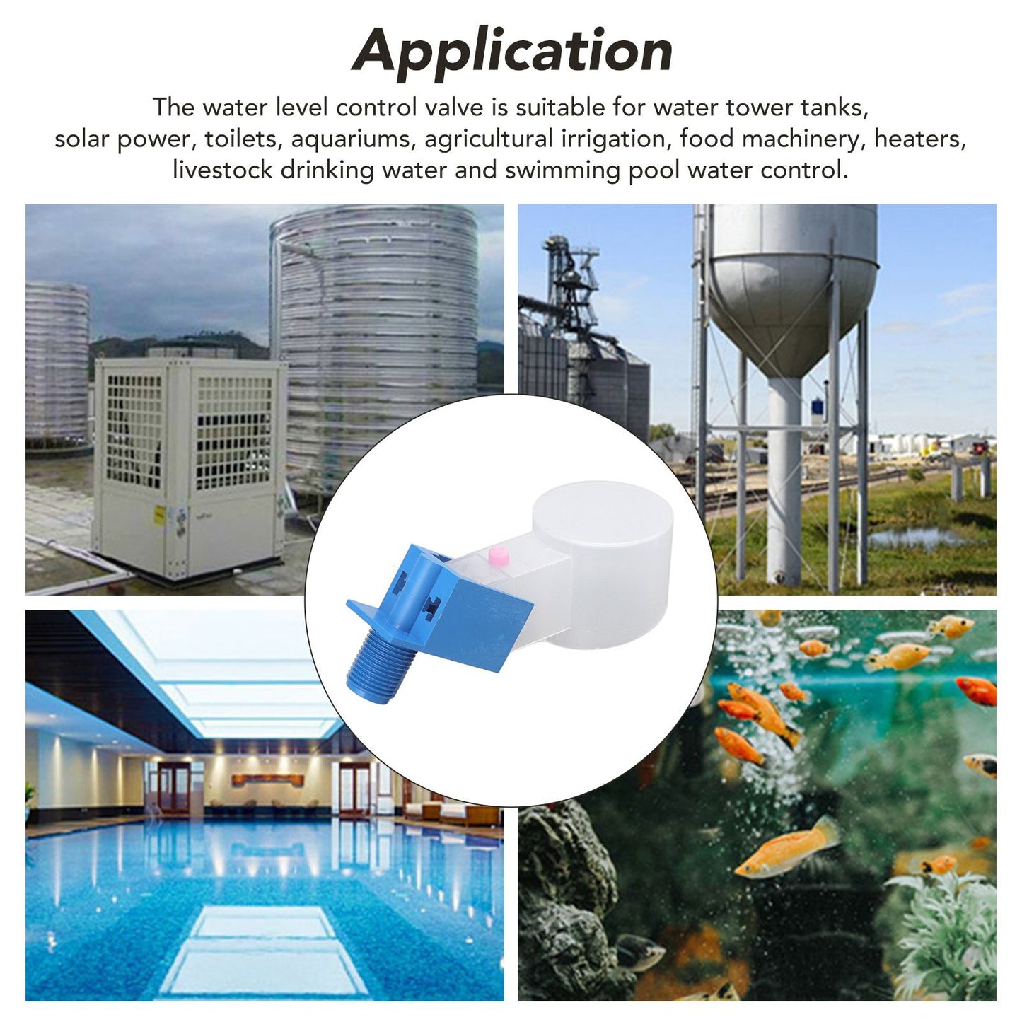 Water Level Control Valve ABS External Thread G1/2 Automatic Water Float Control for Water Tank Side Water V1294-YM3111220258012-0421