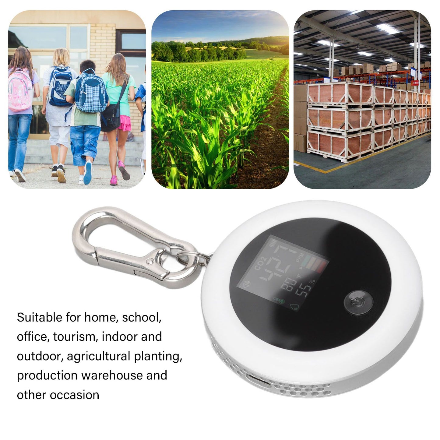 Infrared Mini CO2 Detector 3 in 1 Portable LCD Temperature Humidity Air Analyzer for Home Indoor Travel White V1294-YM3111220259811-0421