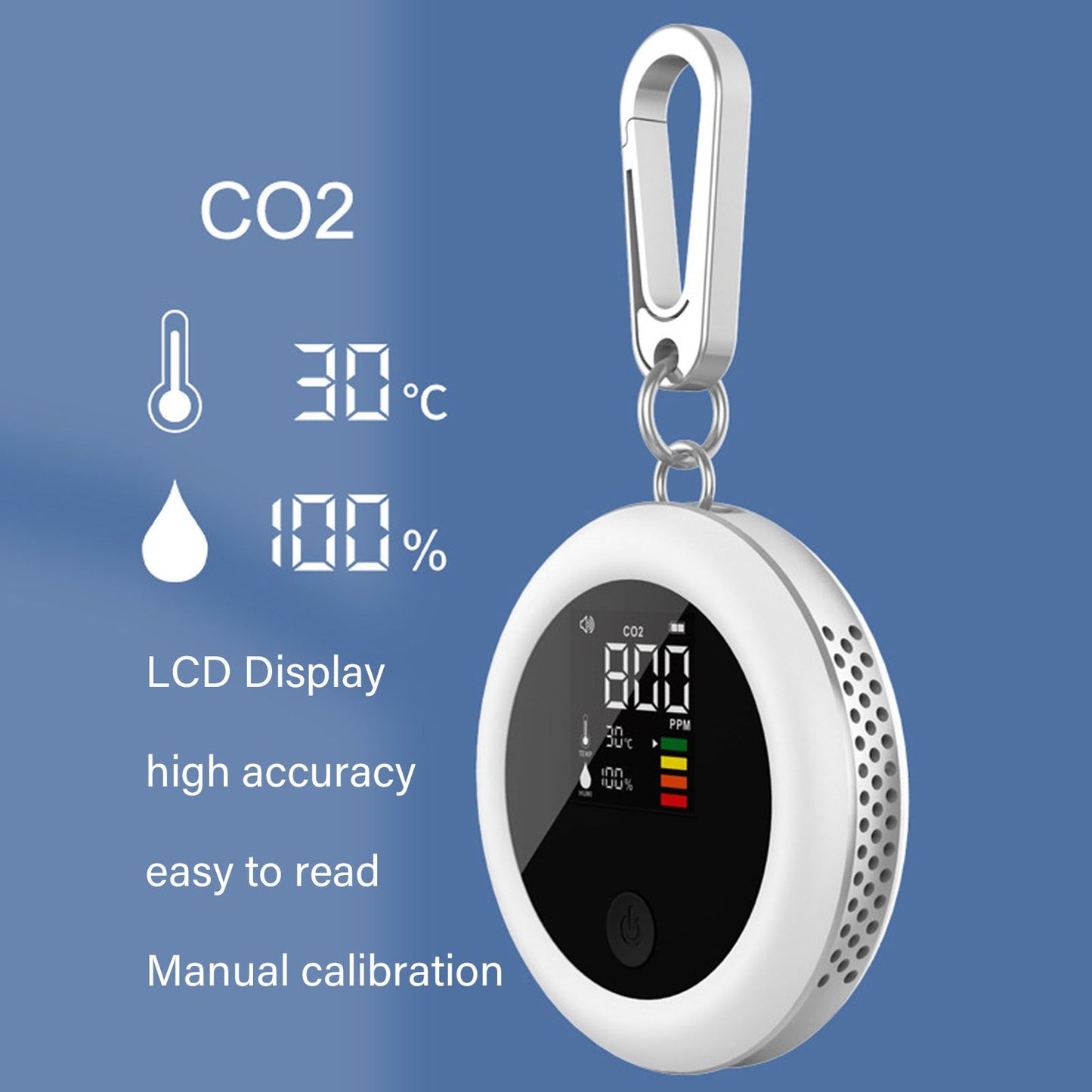 Infrared Mini CO2 Detector 3 in 1 Portable LCD Temperature Humidity Air Analyzer for Home Indoor Travel White V1294-YM3111220259811-0421