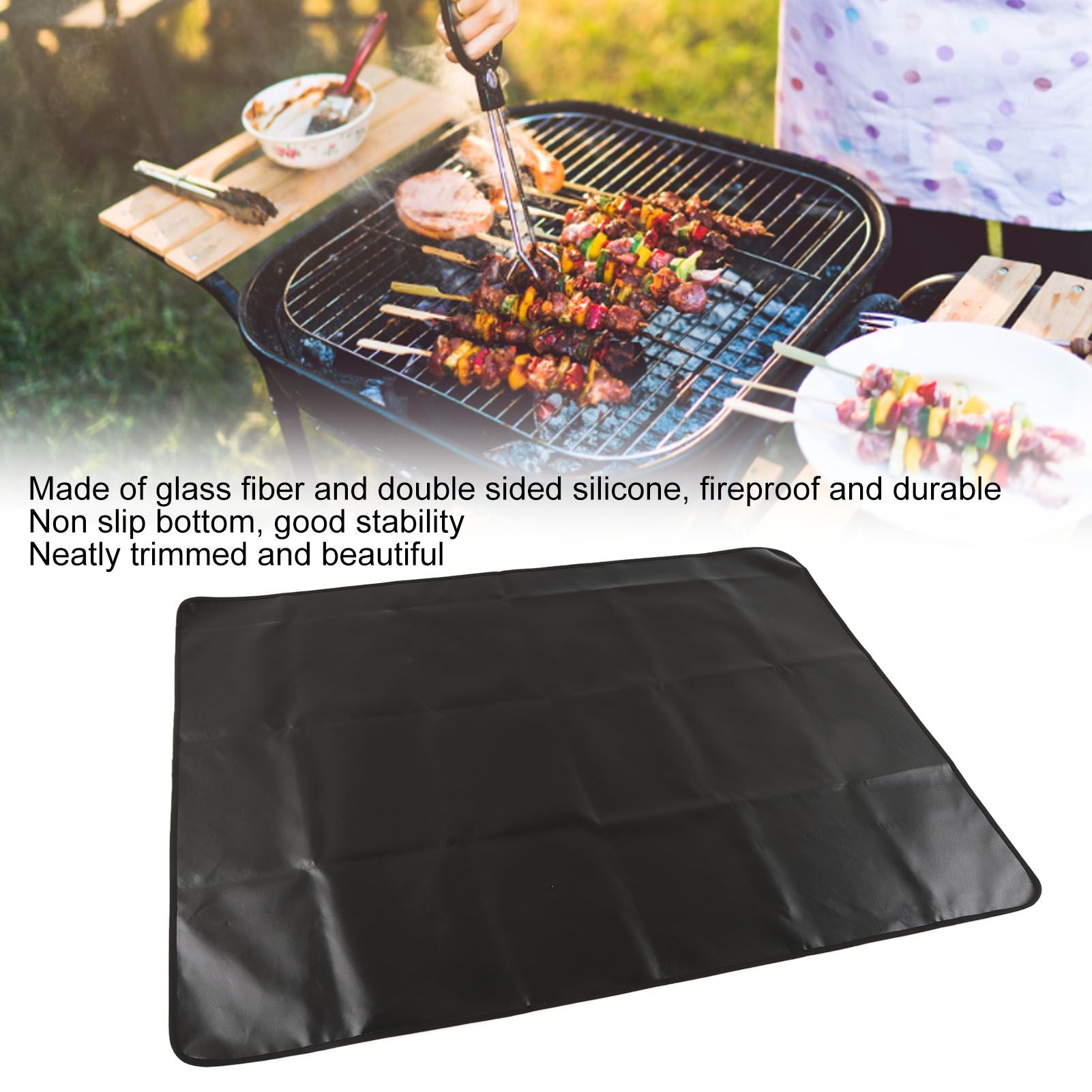 Grill Mats Double Sided Silicone Fireproof Reusable Foldable BBQ Pads for Outdoor Camping Garden Yard Picnic V1294-YM3111220261211-0421