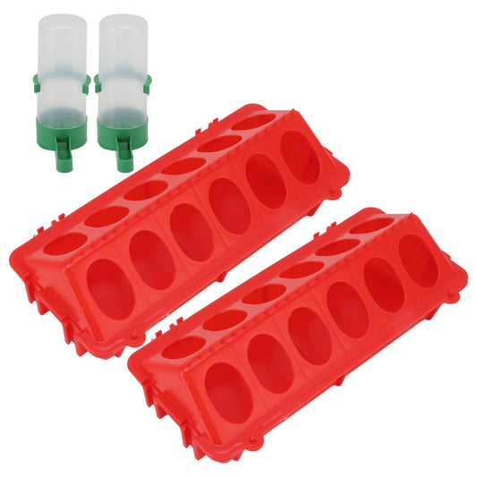 2Set Flip Top Chick Birds Water Feeder PP Chicken Trough Automatic Feeder with Splatter Proof Cover Poultry V1294-YM3111220265212-0421