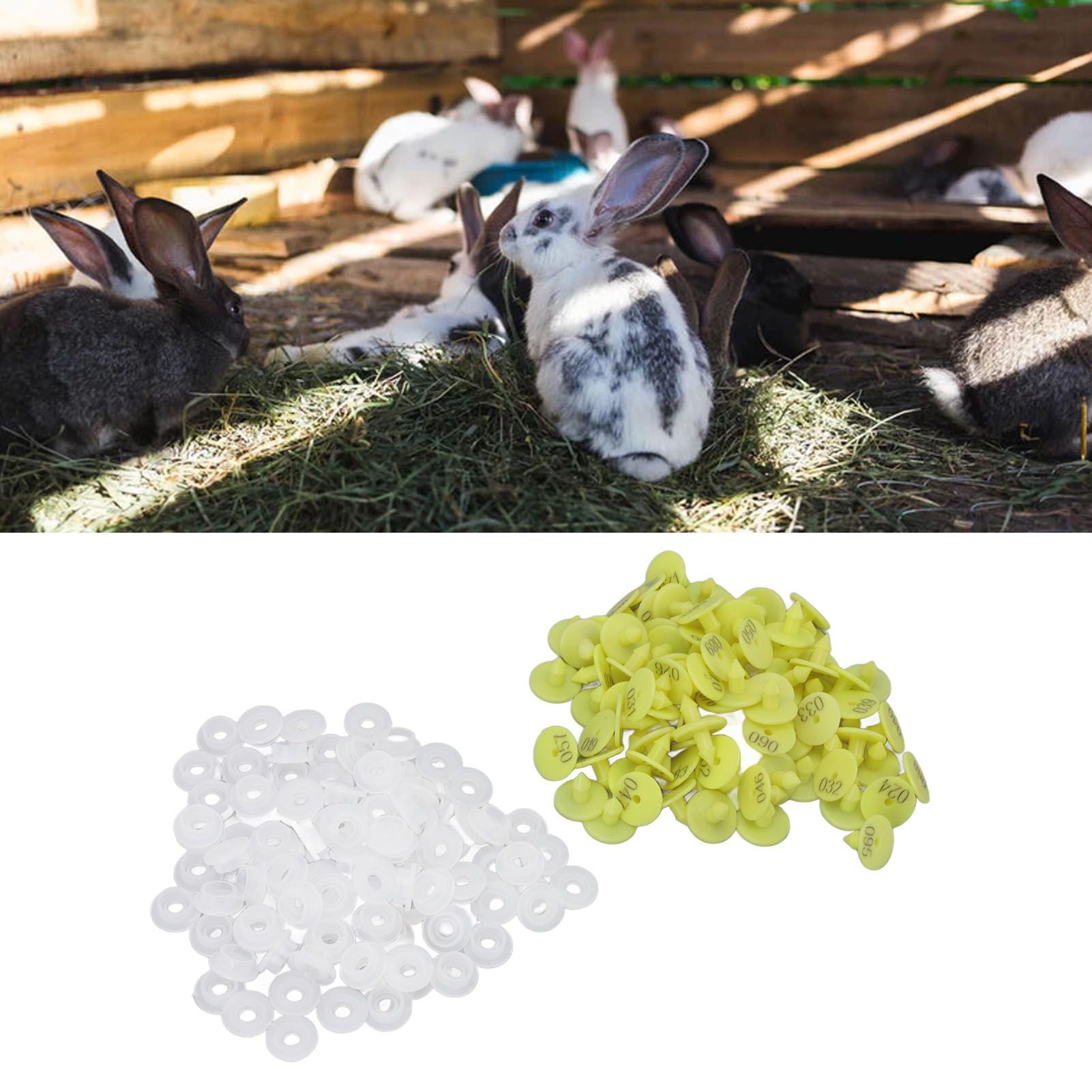100PCS Livestock Ear Tag Bright Yellow PP Fadeless Reusable Universal Animal Ear Tag for Rabbit V1294-YM3111220265511-0421