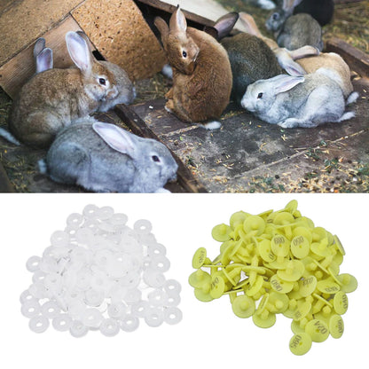 100PCS Livestock Ear Tag Bright Yellow PP Fadeless Reusable Universal Animal Ear Tag for Rabbit V1294-YM3111220265511-0421