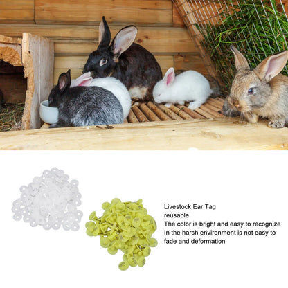 100PCS Livestock Ear Tag Bright Yellow PP Fadeless Reusable Universal Animal Ear Tag for Rabbit V1294-YM3111220265511-0421