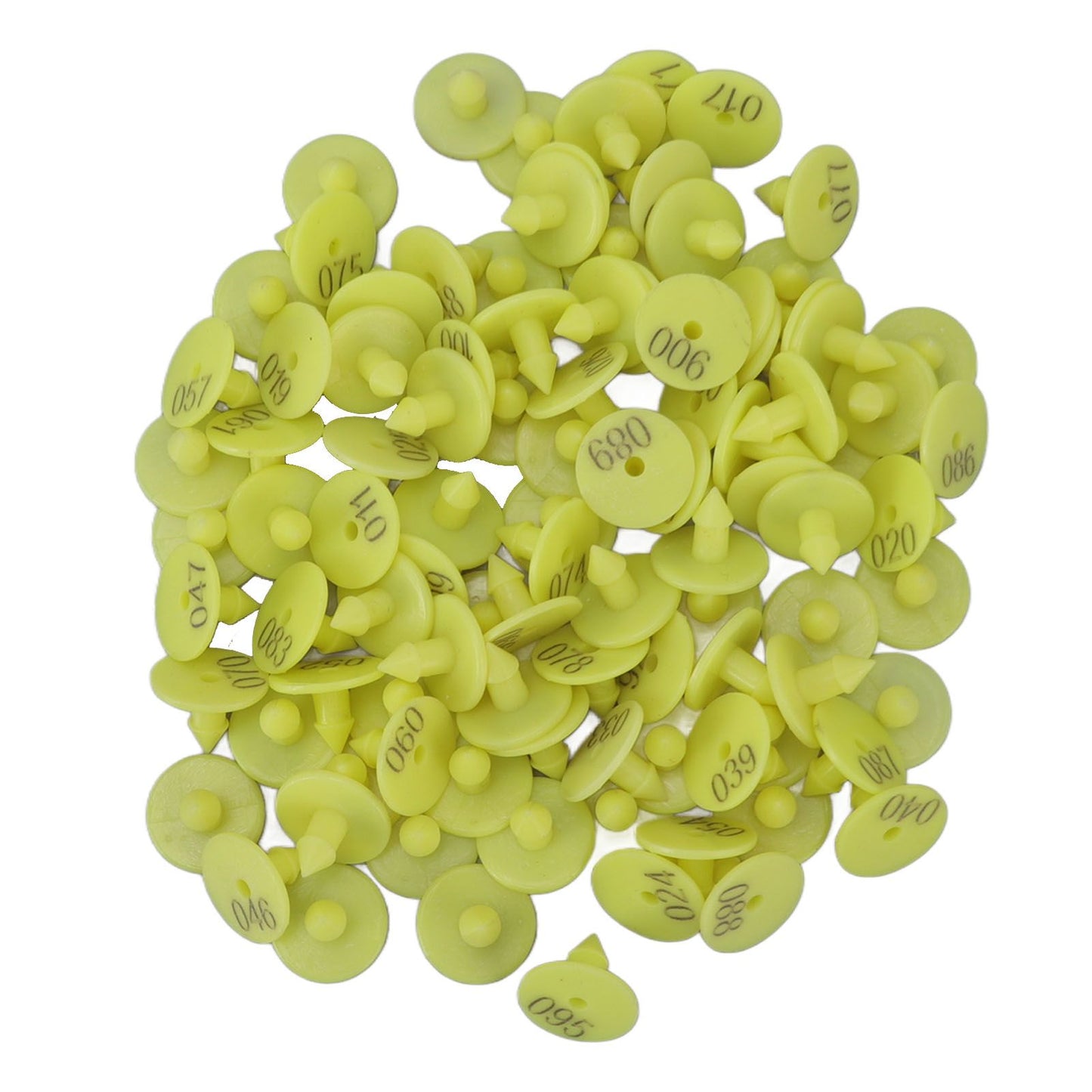 100PCS Livestock Ear Tag Bright Yellow PP Fadeless Reusable Universal Animal Ear Tag for Rabbit V1294-YM3111220265511-0421