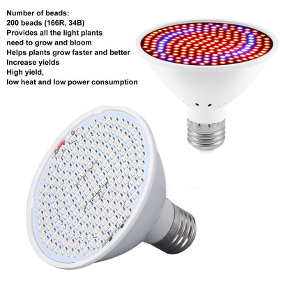 Plant Light E27 Bulb Red Blue Light E27 LED Grow Bulb for Indoor Seedlings 85-265V E27 200 V1294-YM3111220266511-0421