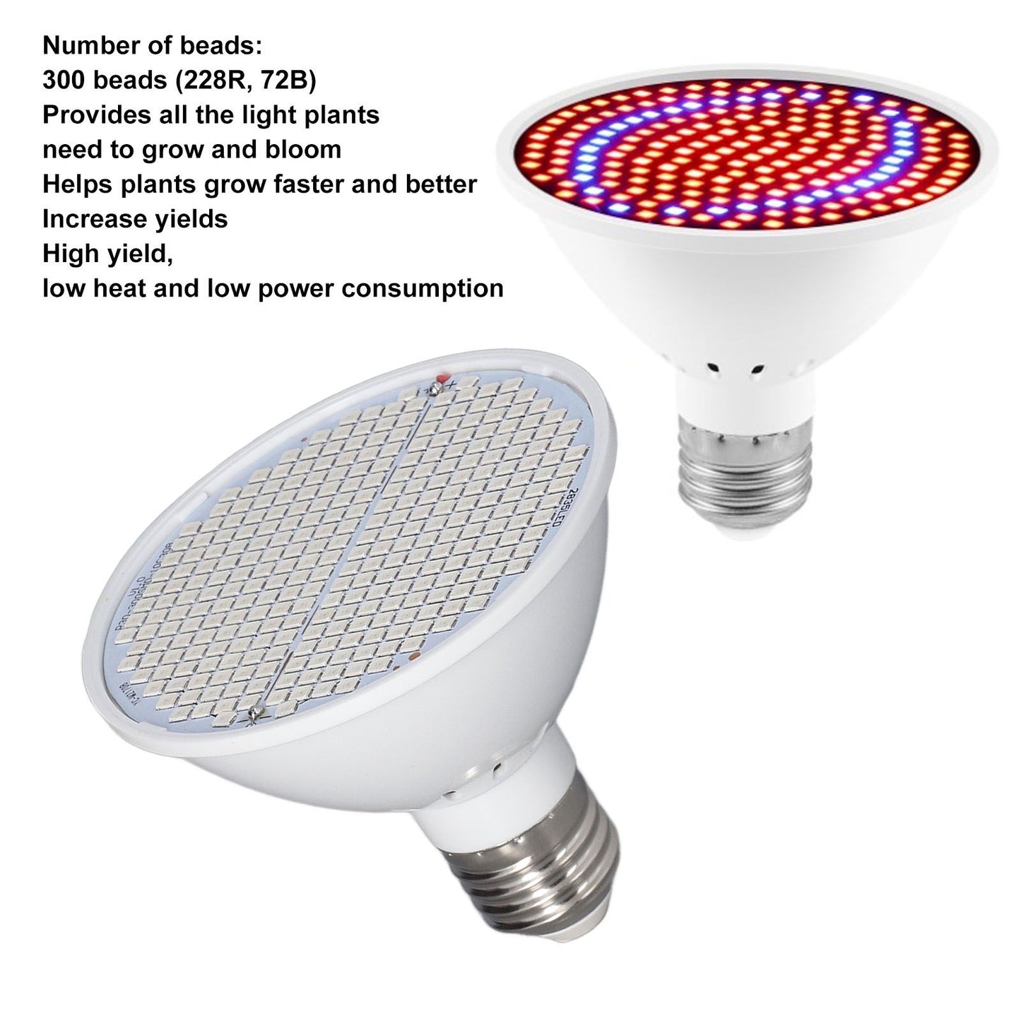 Plant Light E27 Bulb Red Blue Light E27 LED Grow Bulb for Indoor Seedlings 85-265V E27 300 V1294-YM3111220266512-0421