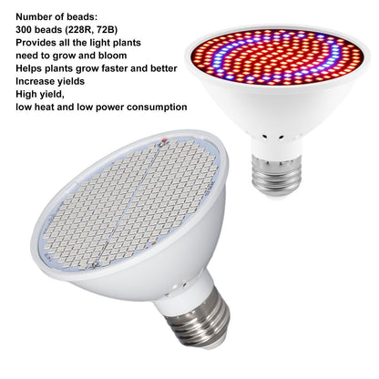 Plant Light E27 Bulb Red Blue Light E27 LED Grow Bulb for Indoor Seedlings 85-265V E27 300 V1294-YM3111220266512-0421