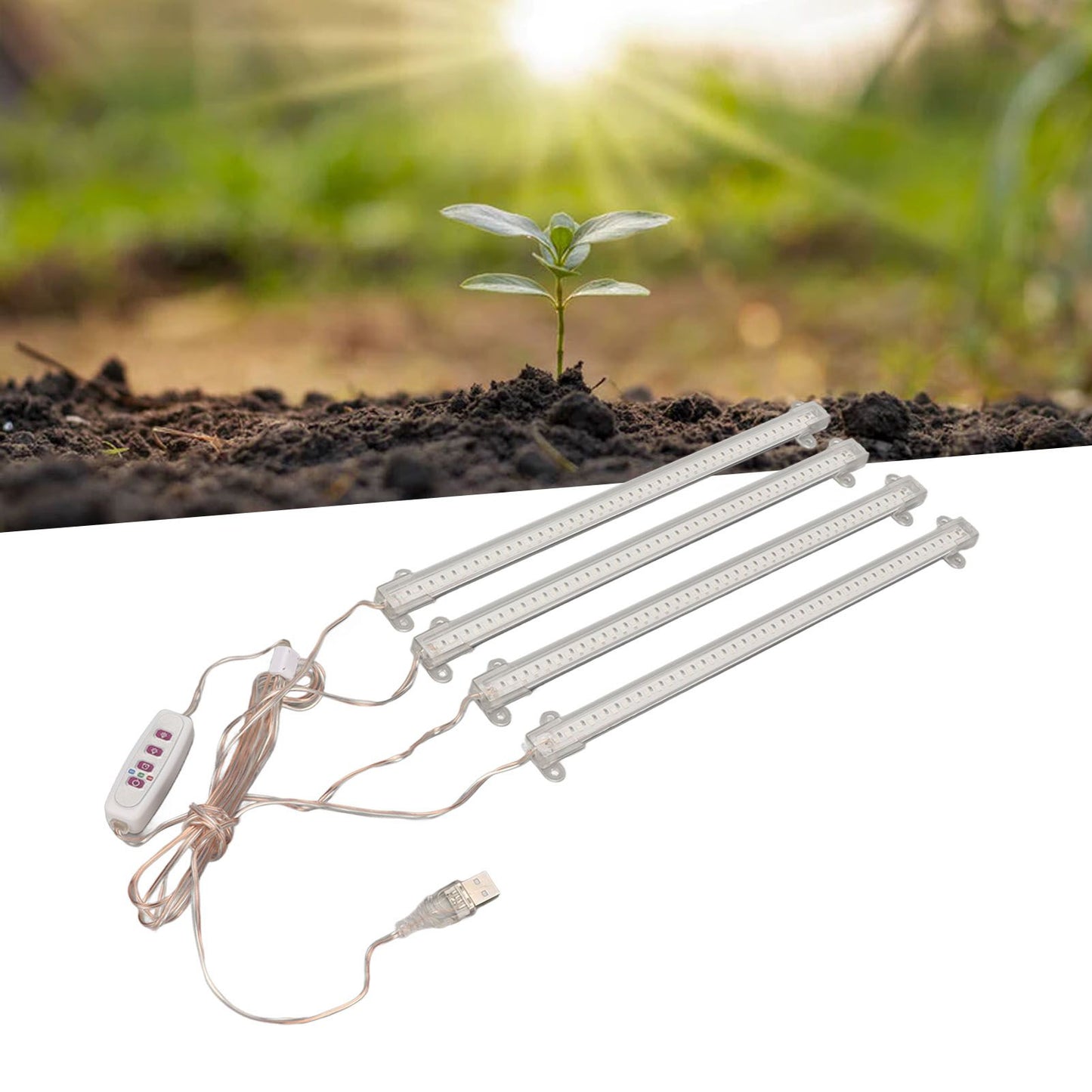 Plant Grow Light 4 Heads USB Plug Dimmable Timer Function Full Spectrum LED Grow Light for Indoor Home V1294-YM3111220267011-0421