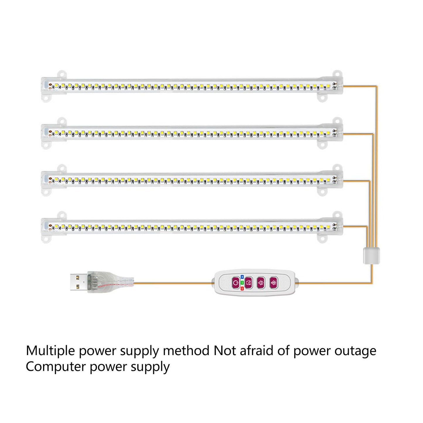 Plant Grow Light 4 Heads USB Plug Dimmable Timer Function Full Spectrum LED Grow Light for Indoor Home V1294-YM3111220267011-0421