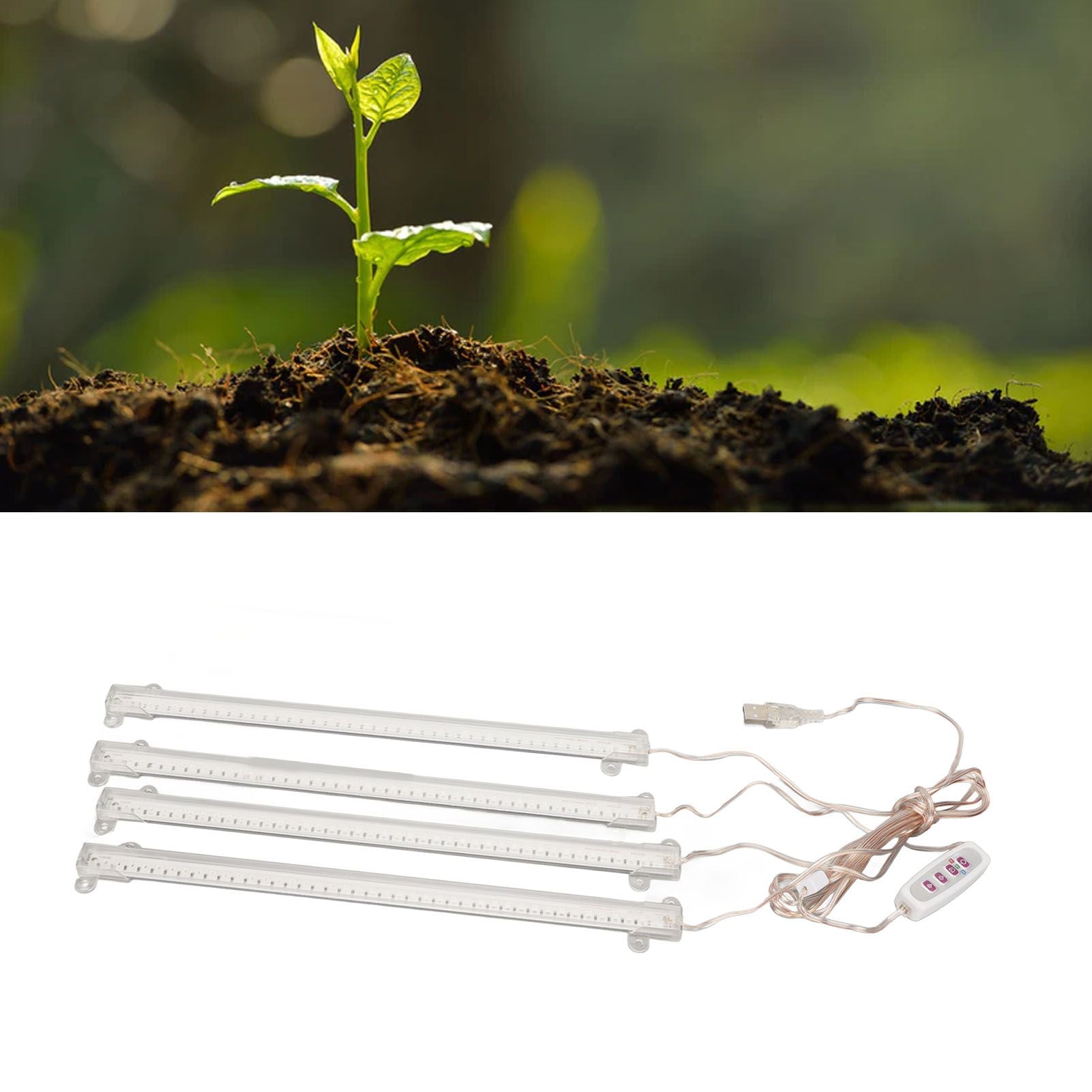 Plant Grow Light 4 Heads USB Plug Dimmable Timer Function Full Spectrum LED Grow Light for Indoor Home V1294-YM3111220267012-0421