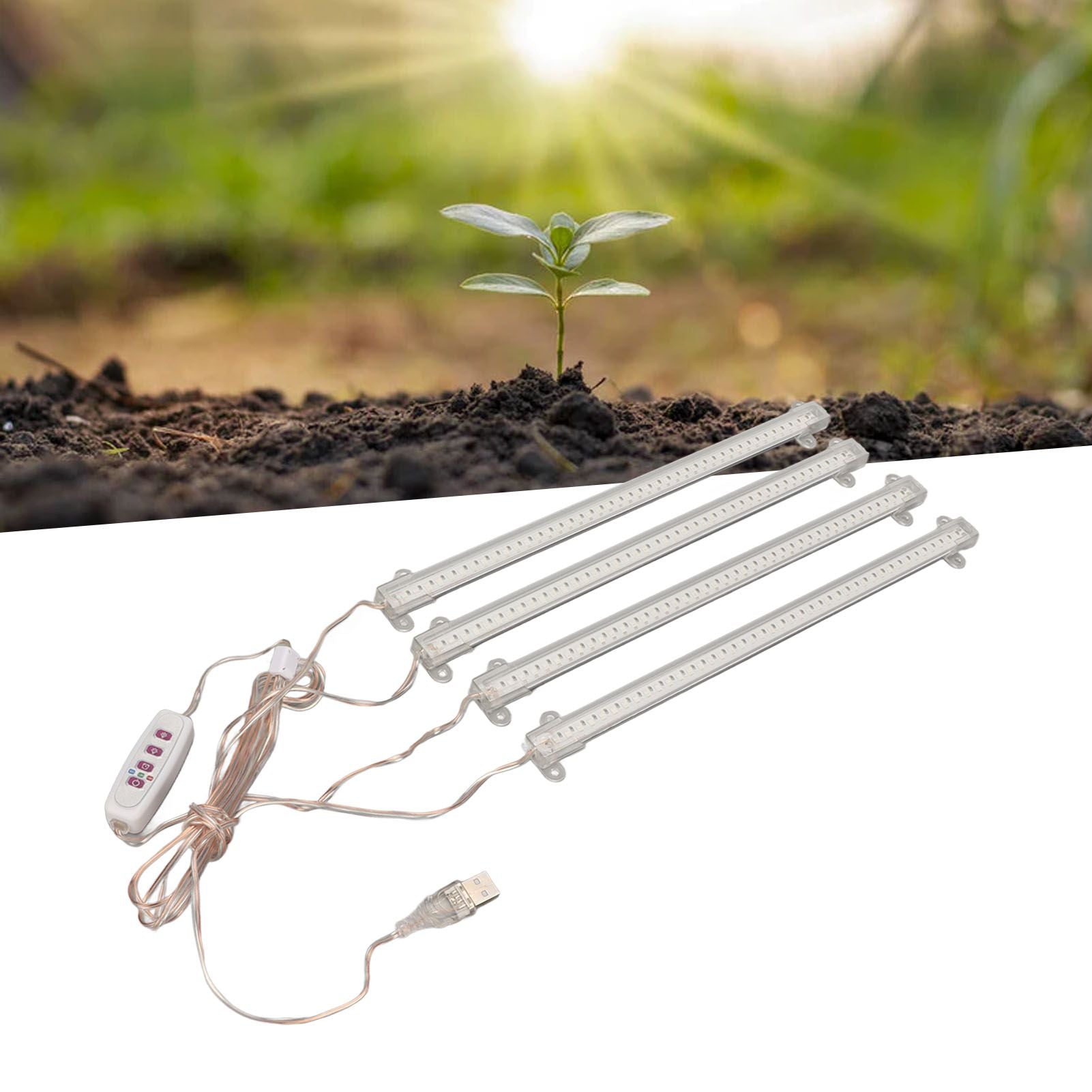 Plant Grow Light 4 Heads USB Plug Dimmable Timer Function Full Spectrum LED Grow Light for Indoor Home V1294-YM3111220267012-0421
