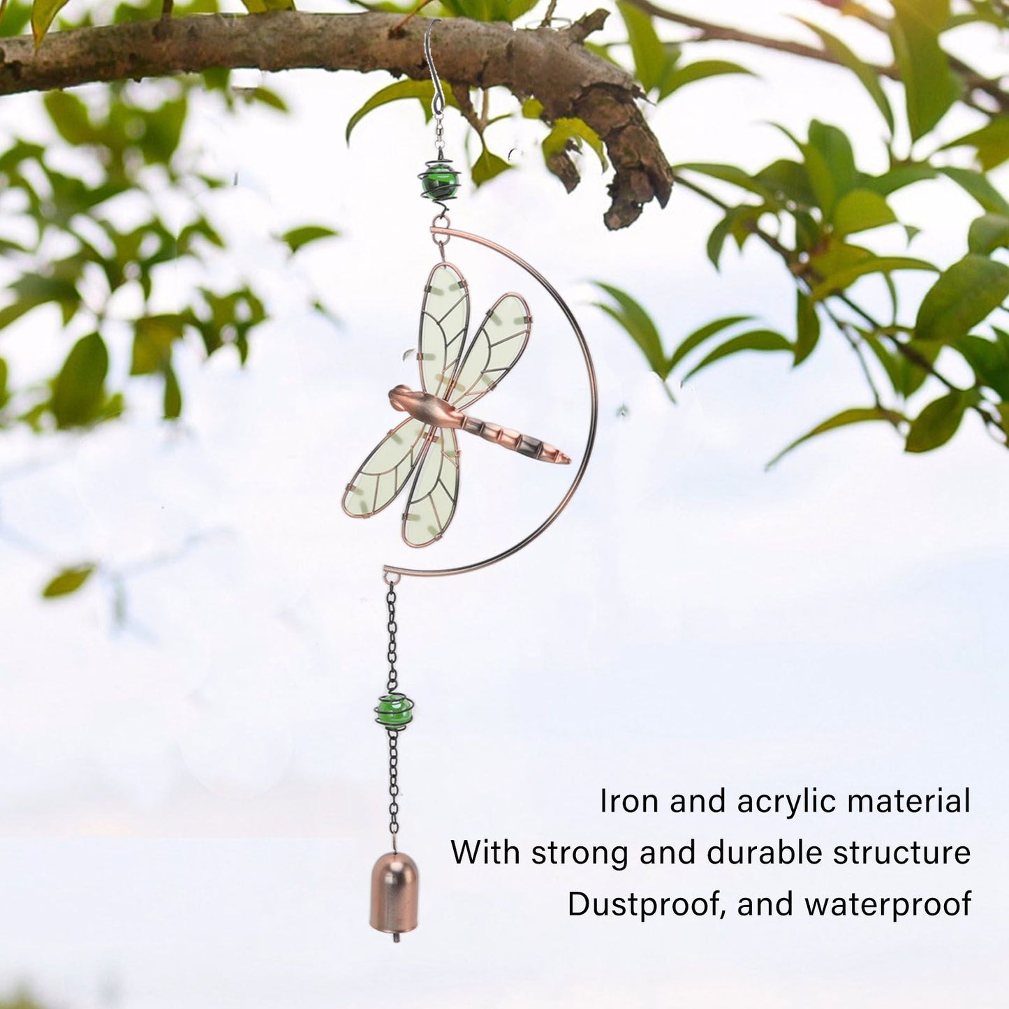 Dragonfly Wind Chimes Waterproof Beautiful Melody Iron Hanging Ornaments for Home Decoration V1294-YM3111220267711-0421
