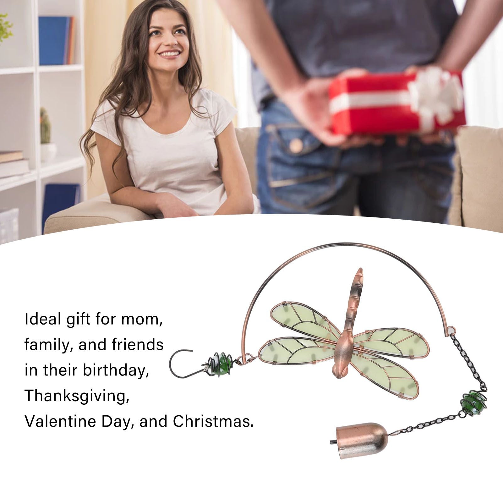 Dragonfly Wind Chimes Waterproof Beautiful Melody Iron Hanging Ornaments for Home Decoration V1294-YM3111220267711-0421