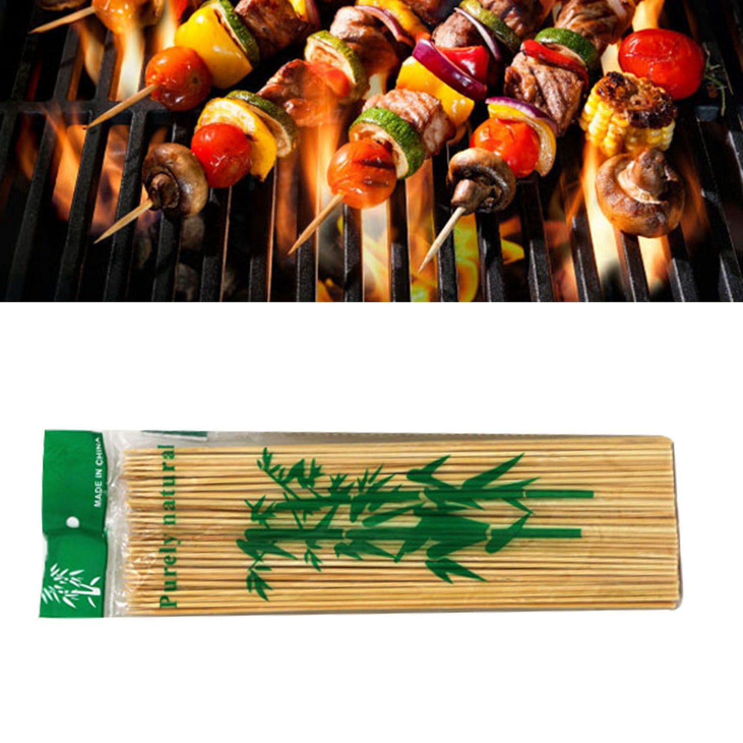 Disposable Barbecue Skewers Bamboo for Barbecue BBQ Appetiser Fruit Kabob Chocolate Fountain Grilling 3mm 25cm V1294-YM3111220268413-0421