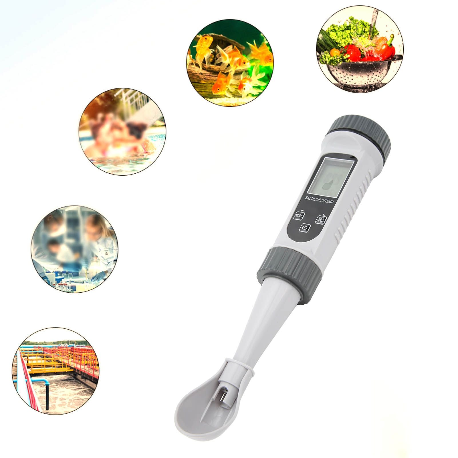 Digital Salinity Tester High Accuracy Wide Range Temp Comp Large LCD Water Quality Tester for EC Temp S.G V1294-YM3111220272711-0421