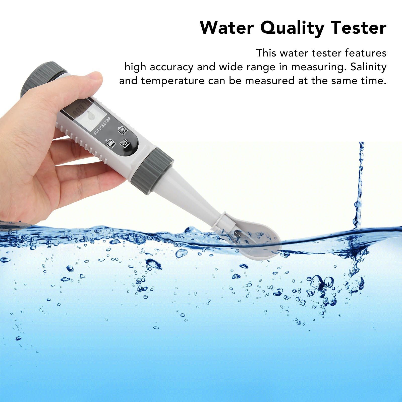 Digital Salinity Tester High Accuracy Wide Range Temp Comp Large LCD Water Quality Tester for EC Temp S.G V1294-YM3111220272711-0421