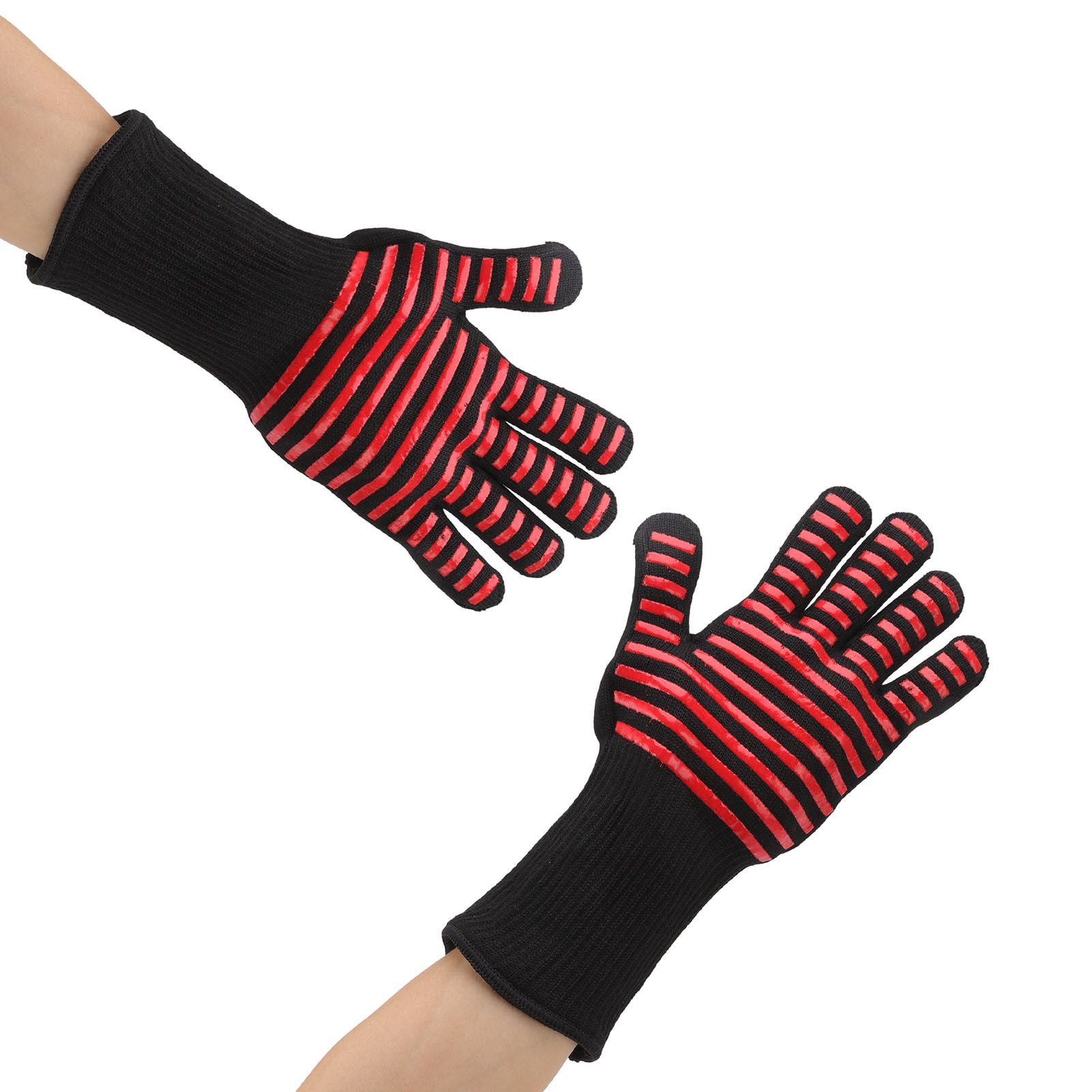 2PCS BBQ Fire Gloves Flame Retardant High Temperature Resistant Microwave Oven Gloves for Industrial V1294-YM3111220273311-0421