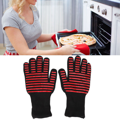 2PCS BBQ Fire Gloves Flame Retardant High Temperature Resistant Microwave Oven Gloves for Industrial V1294-YM3111220273311-0421