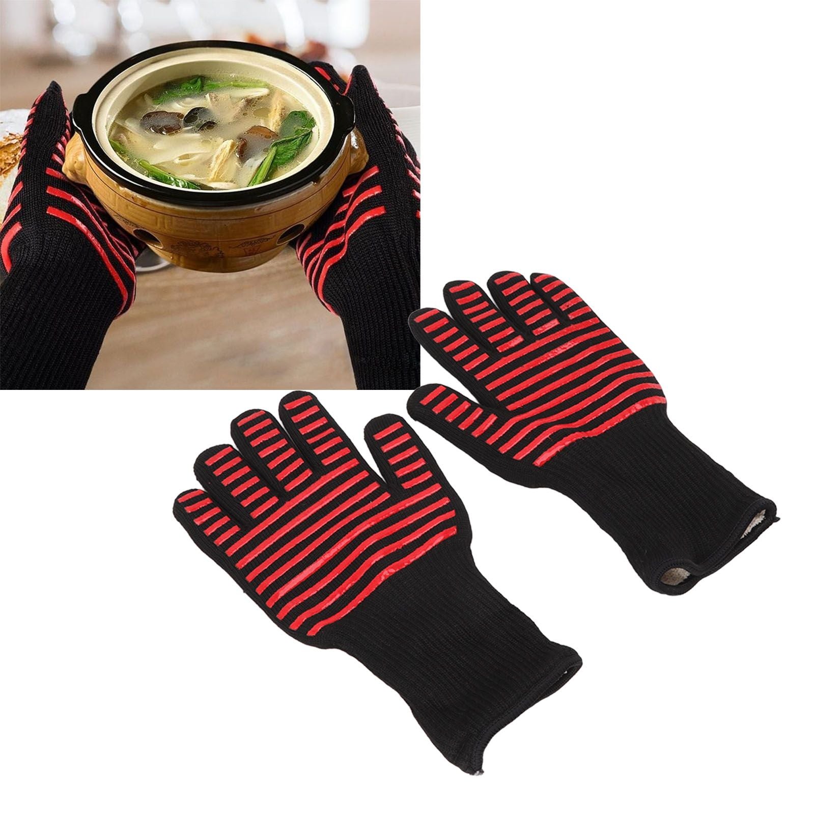 2PCS BBQ Fire Gloves Flame Retardant High Temperature Resistant Microwave Oven Gloves for Industrial V1294-YM3111220273311-0421