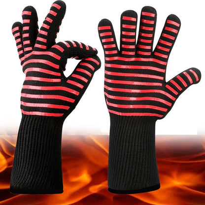 2PCS BBQ Fire Gloves Flame Retardant High Temperature Resistant Microwave Oven Gloves for Industrial V1294-YM3111220273311-0421