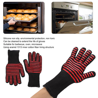 2PCS BBQ Fire Gloves Flame Retardant High Temperature Resistant Microwave Oven Gloves for Industrial V1294-YM3111220273311-0421