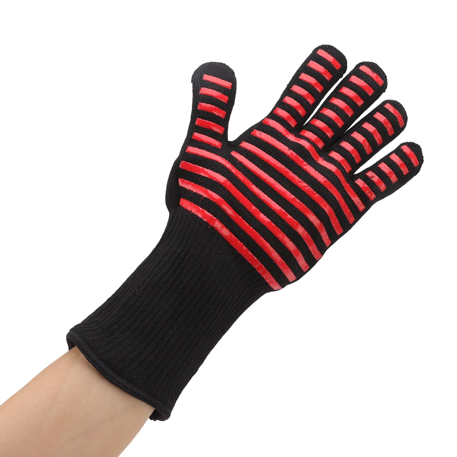 2PCS BBQ Fire Gloves Flame Retardant High Temperature Resistant Microwave Oven Gloves for Industrial V1294-YM3111220273311-0421