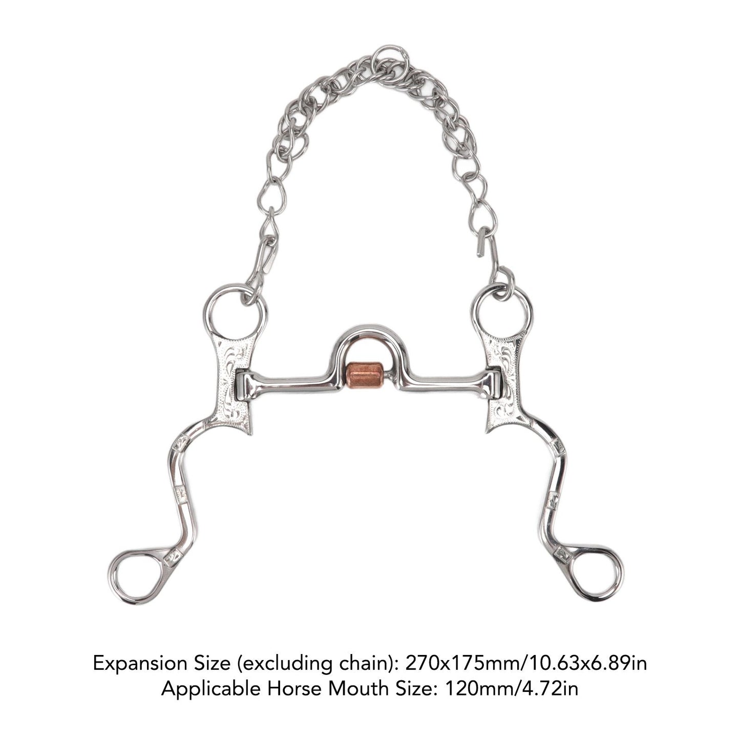 120mm Horse Mouth Snaffle with Chain Stainless Steel Horse Bit for Equestrian Training Equipment V1294-YM3111220273811-0421