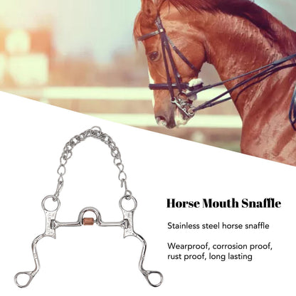 120mm Horse Mouth Snaffle with Chain Stainless Steel Horse Bit for Equestrian Training Equipment V1294-YM3111220273811-0421