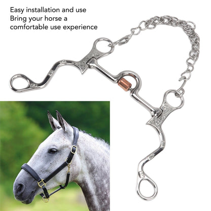 120mm Horse Mouth Snaffle with Chain Stainless Steel Horse Bit for Equestrian Training Equipment V1294-YM3111220273811-0421
