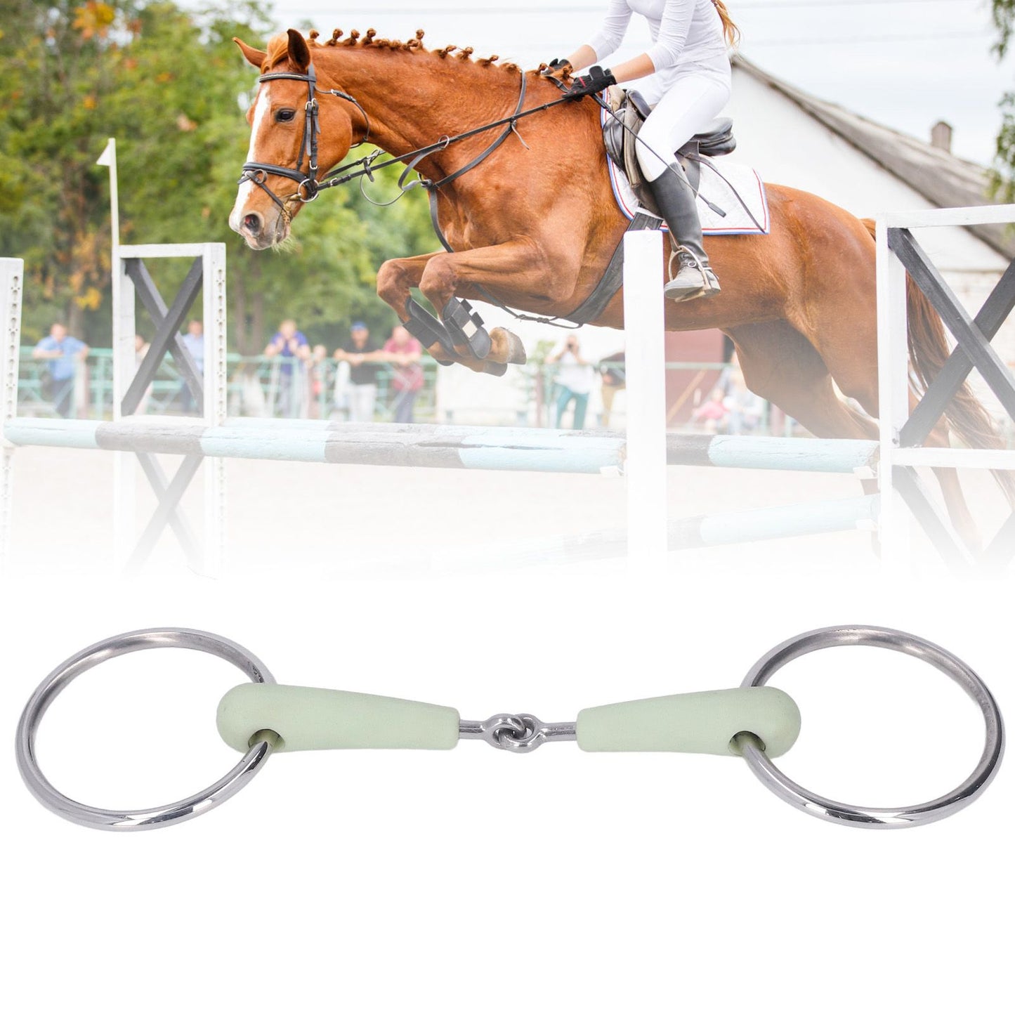 130mm Horse Mouth Snaffle with Chain Stainless Steel Horse Bit for Equestrian Training Equipment V1294-YM3111220273911-0421