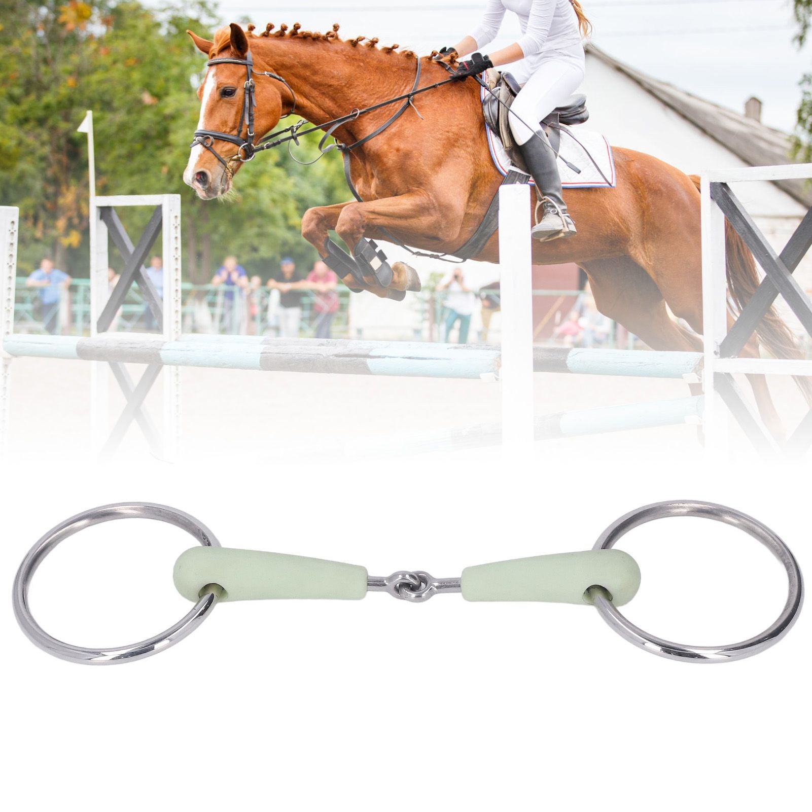 130mm Horse Mouth Snaffle with Chain Stainless Steel Horse Bit for Equestrian Training Equipment V1294-YM3111220273911-0421