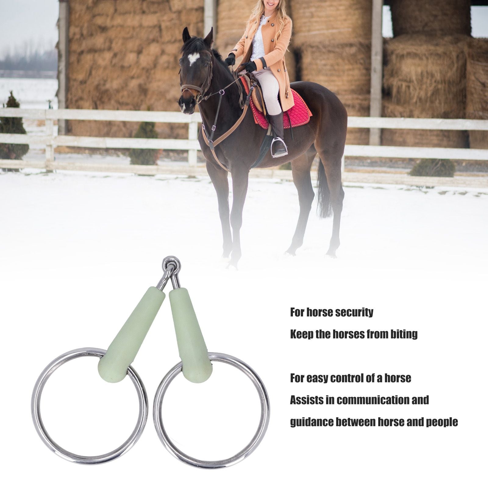 130mm Horse Mouth Snaffle with Chain Stainless Steel Horse Bit for Equestrian Training Equipment V1294-YM3111220273911-0421