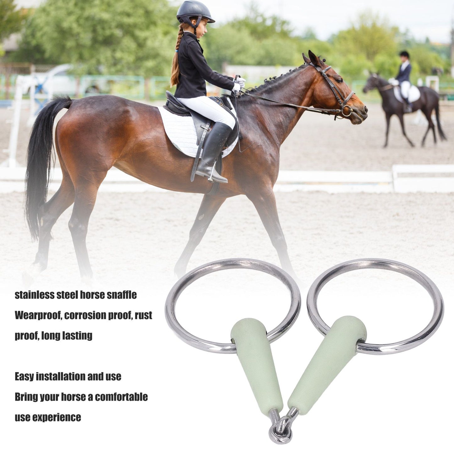 130mm Horse Mouth Snaffle with Chain Stainless Steel Horse Bit for Equestrian Training Equipment V1294-YM3111220273911-0421